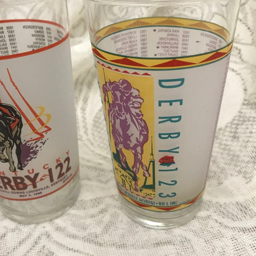 Vintage Kentucky‎ Derby Glasses, 1995 Derby 121, 1996 Derby 122, 1997 Derby 123